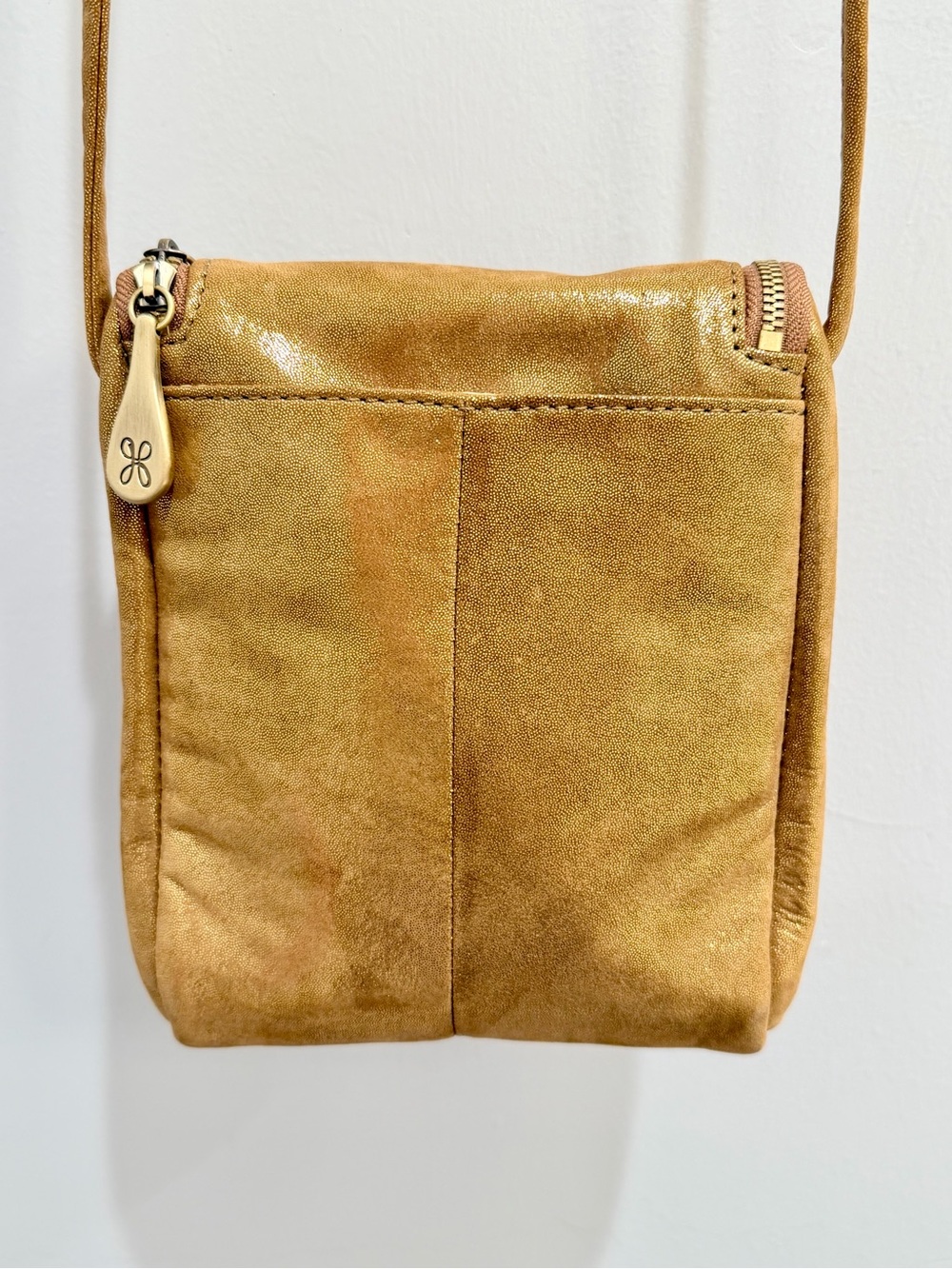 Hobo Fern Metallic Bronze Gold Leather Crossbody Bag Mini Phone Purse NWOT - Picture 9 of 14